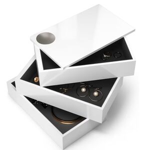 UMBRA || Stacked White Jewelry 360° Rotating Storage Box
